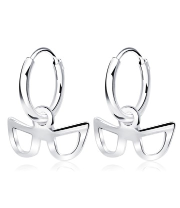 Glasses Shaped Silver Hoop Earring HO-2537